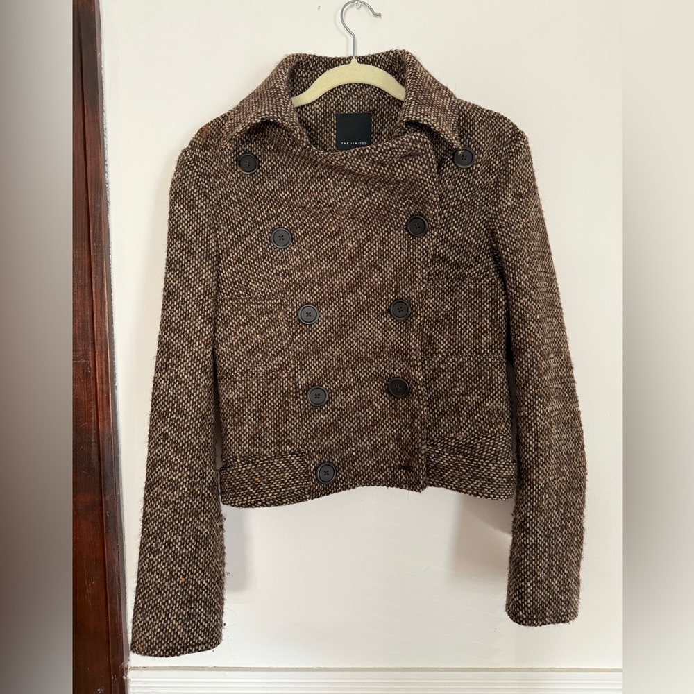 Double-Breasted Brown Tweed Jacket - The Limited S